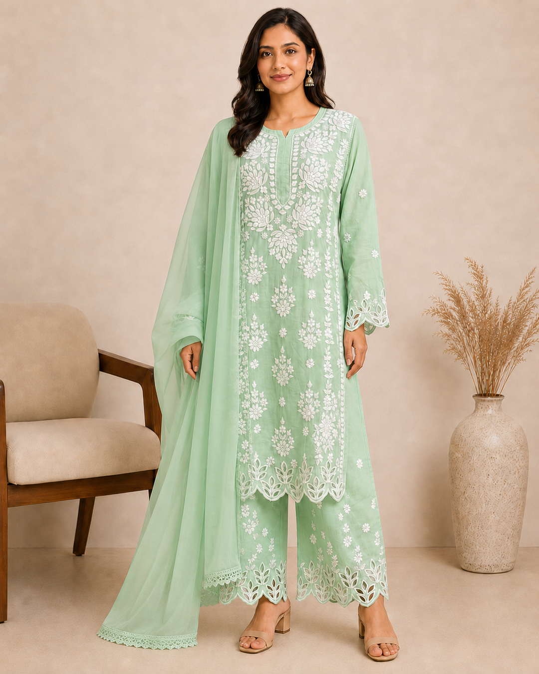 Rooh Muslin Chikankari Dress