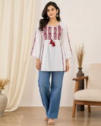 Shumaira Cotton Chikankari Short Top