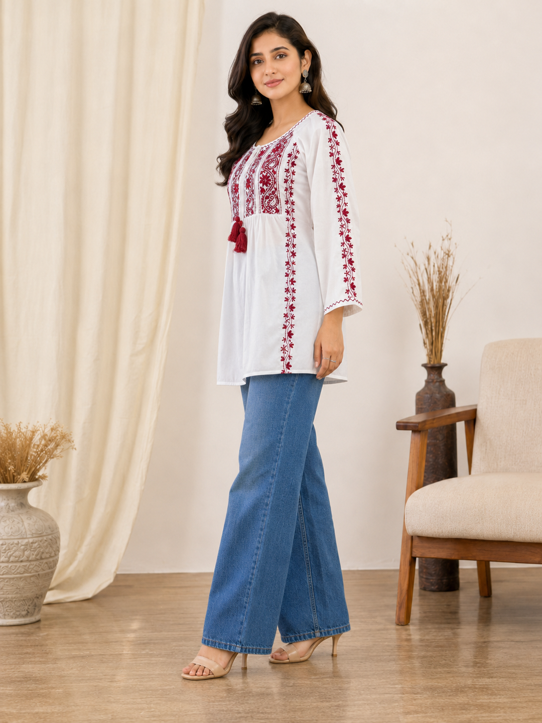 Shumaira Cotton Chikankari Short Top