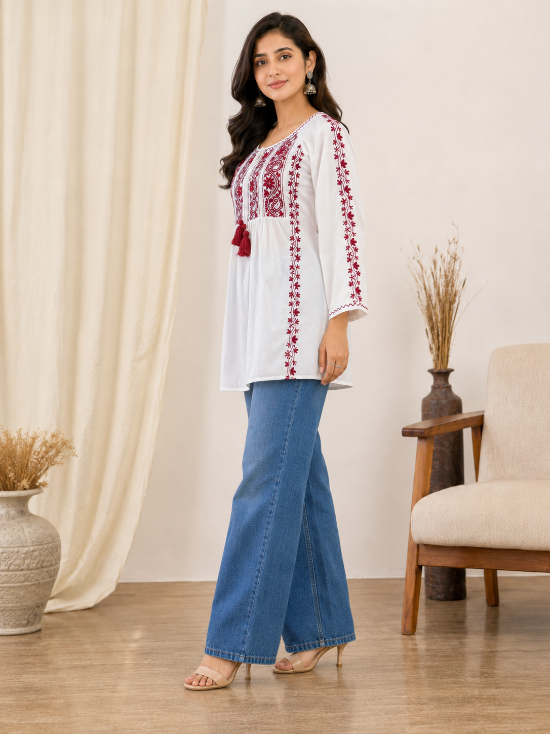 Shumaira Cotton Chikankari Short Top