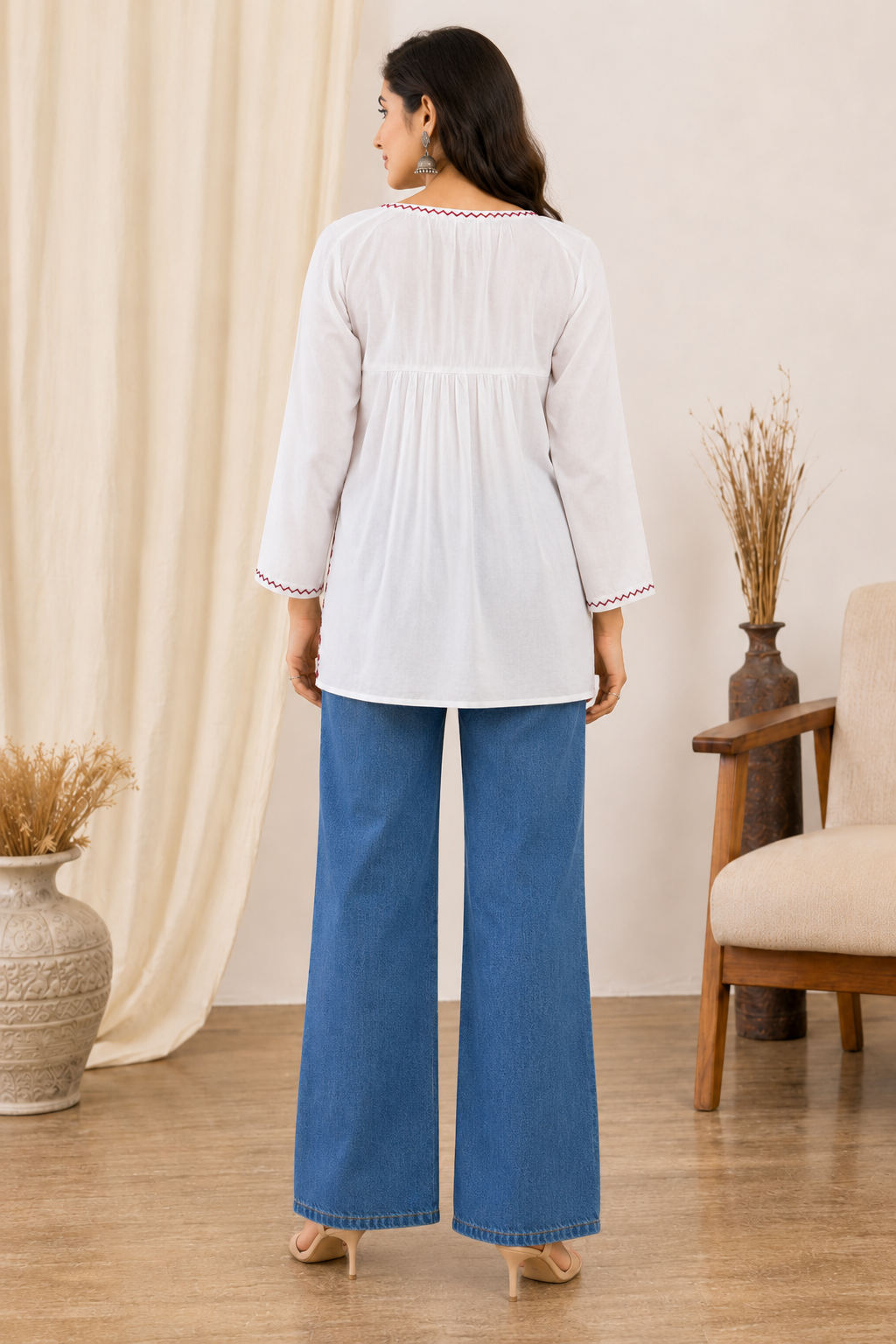 Shumaira Cotton Chikankari Short Top