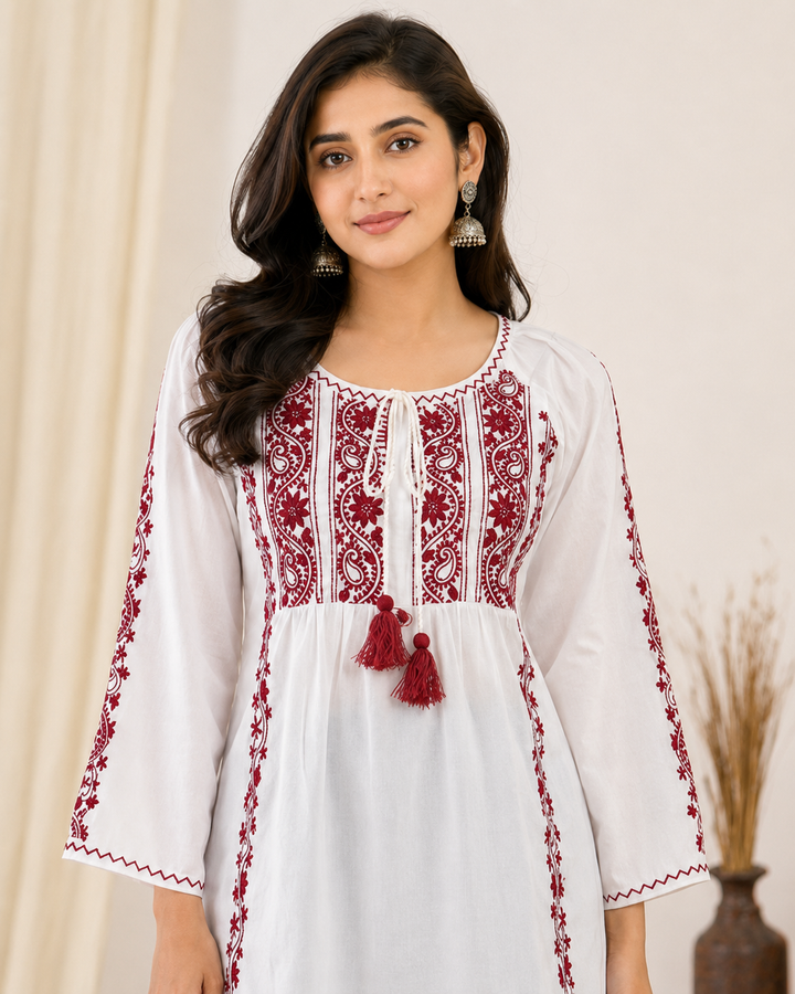 Shumaira Cotton Chikankari Short Top
