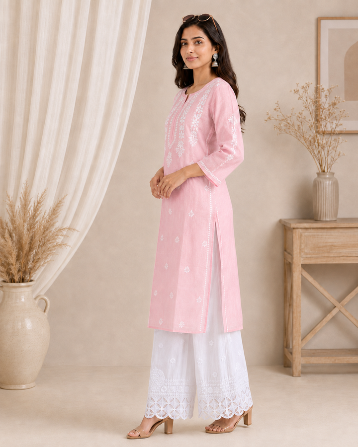 Anam Chanderi Chikankari Long kurti (Copy)