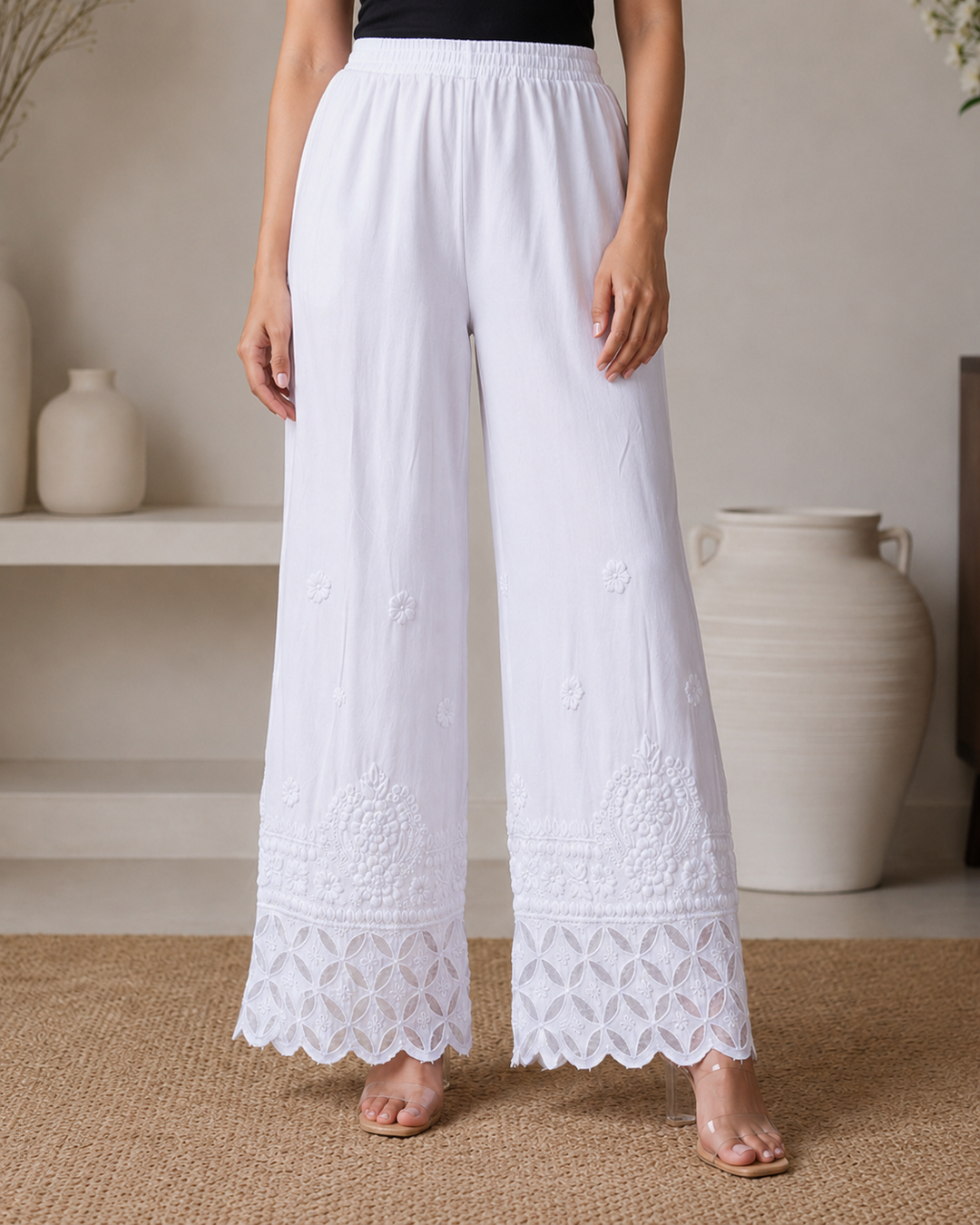 Chikankari Palazo With Applique work