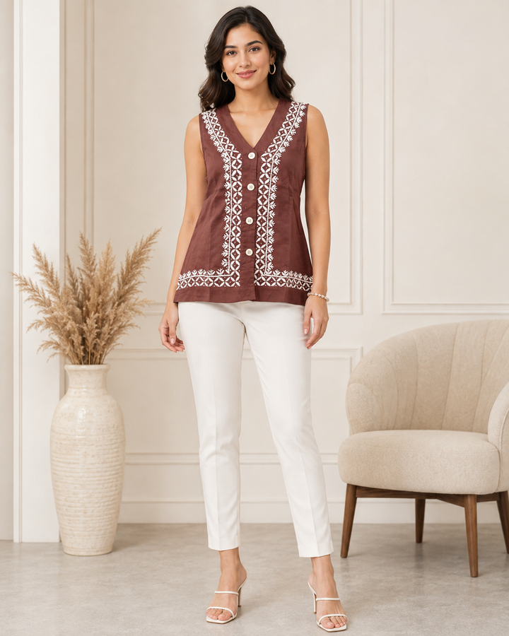 Zainab Chikankari Cotton Top