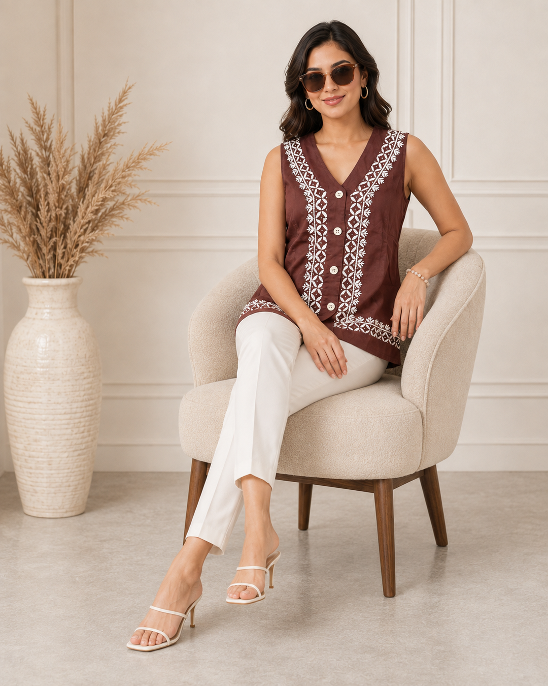 Zainab Chikankari Cotton Top