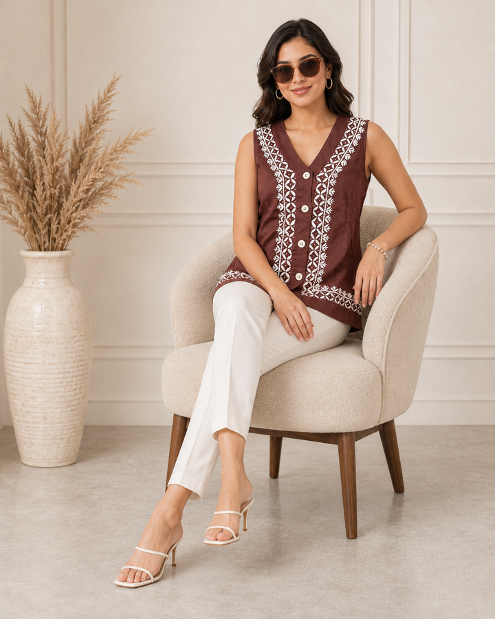 Zainab Chikankari Cotton Top