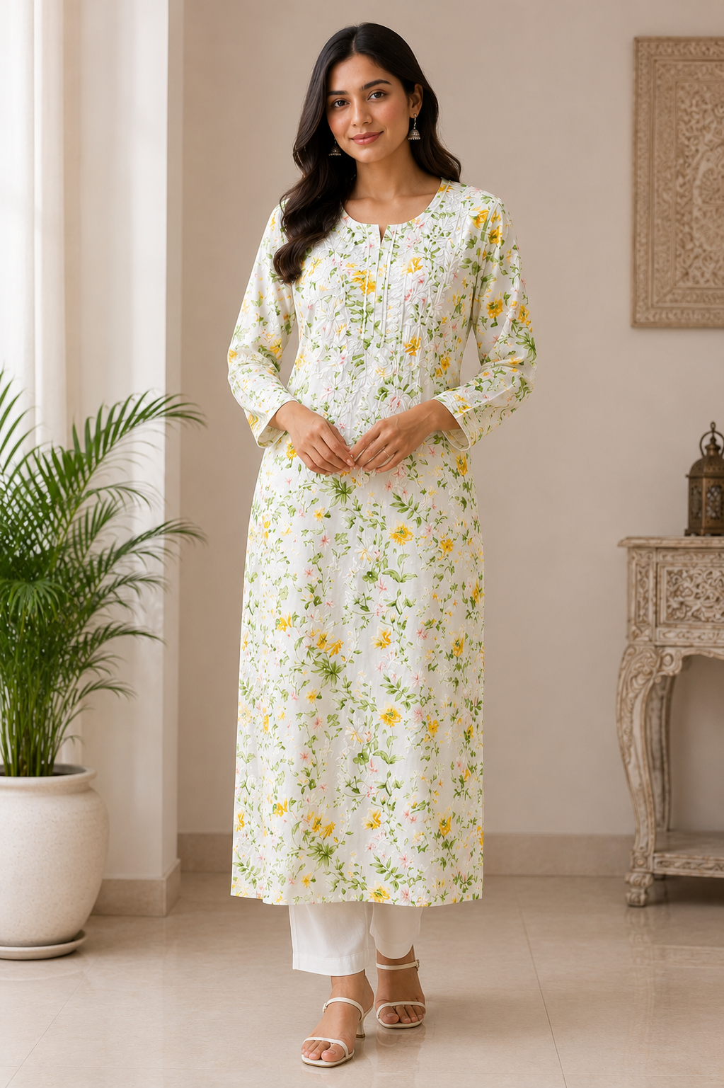 Fiza Printed Chikankari kurti