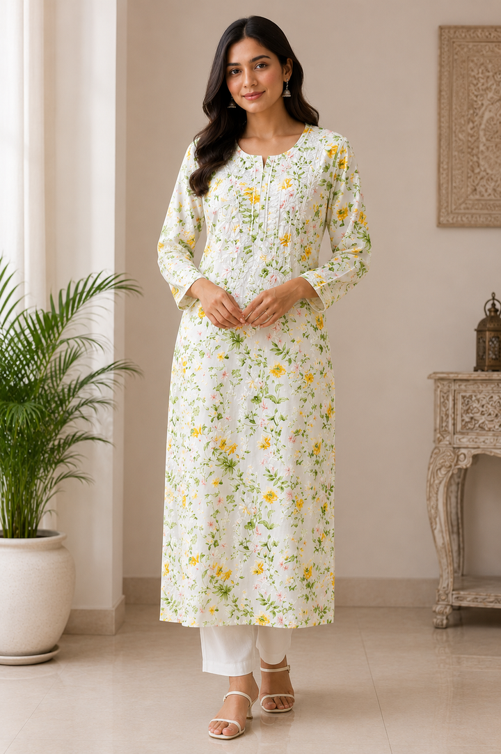 Fiza Printed Chikankari kurti