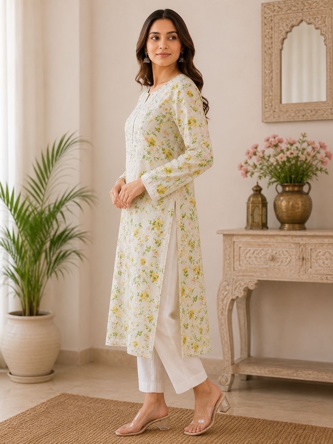 Fiza Printed Chikankari kurti