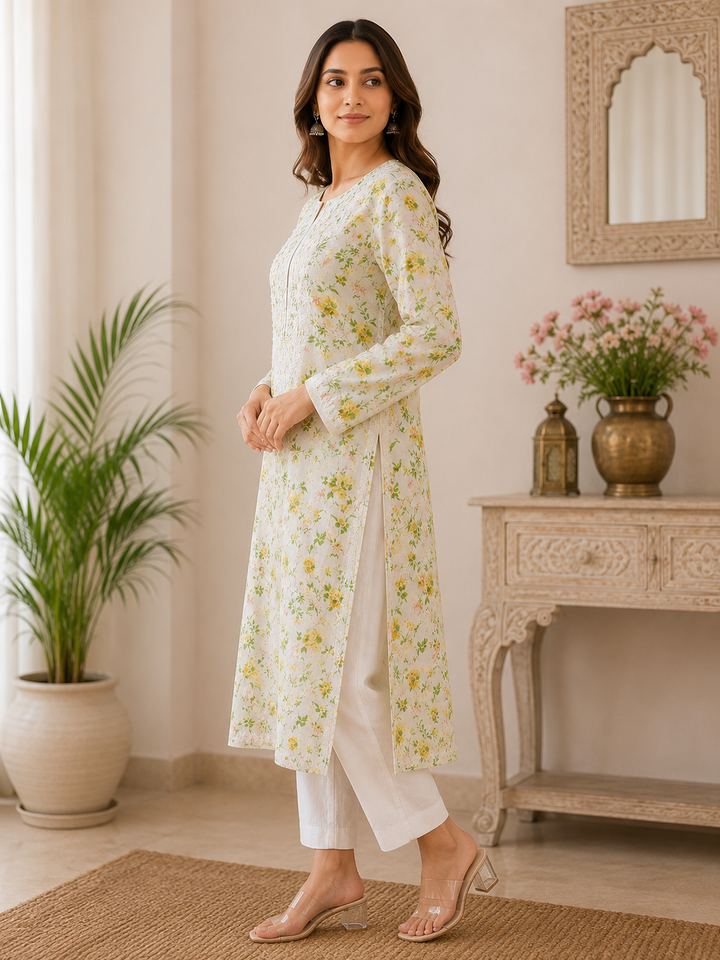 Fiza Printed Chikankari kurti