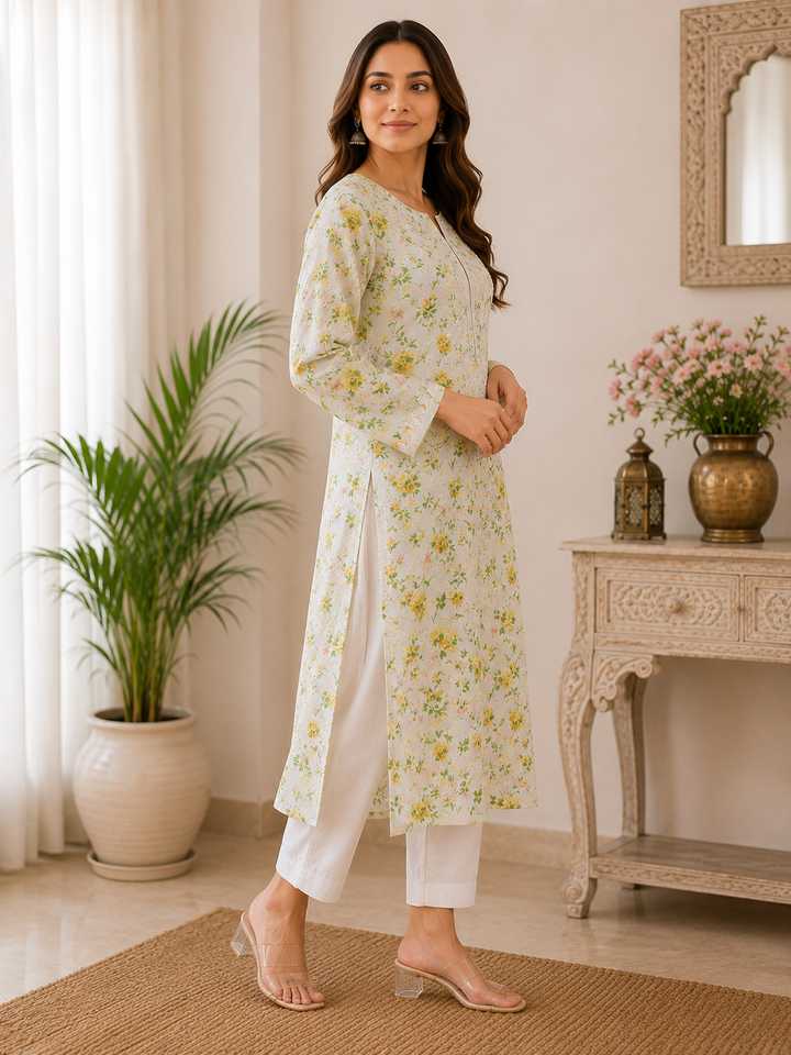 Fiza Printed Chikankari kurti