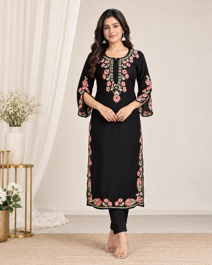 Delnaz chikankari long kurti