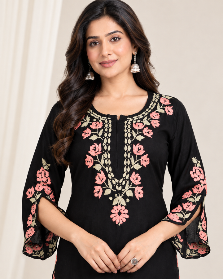 Delnaz chikankari long kurti