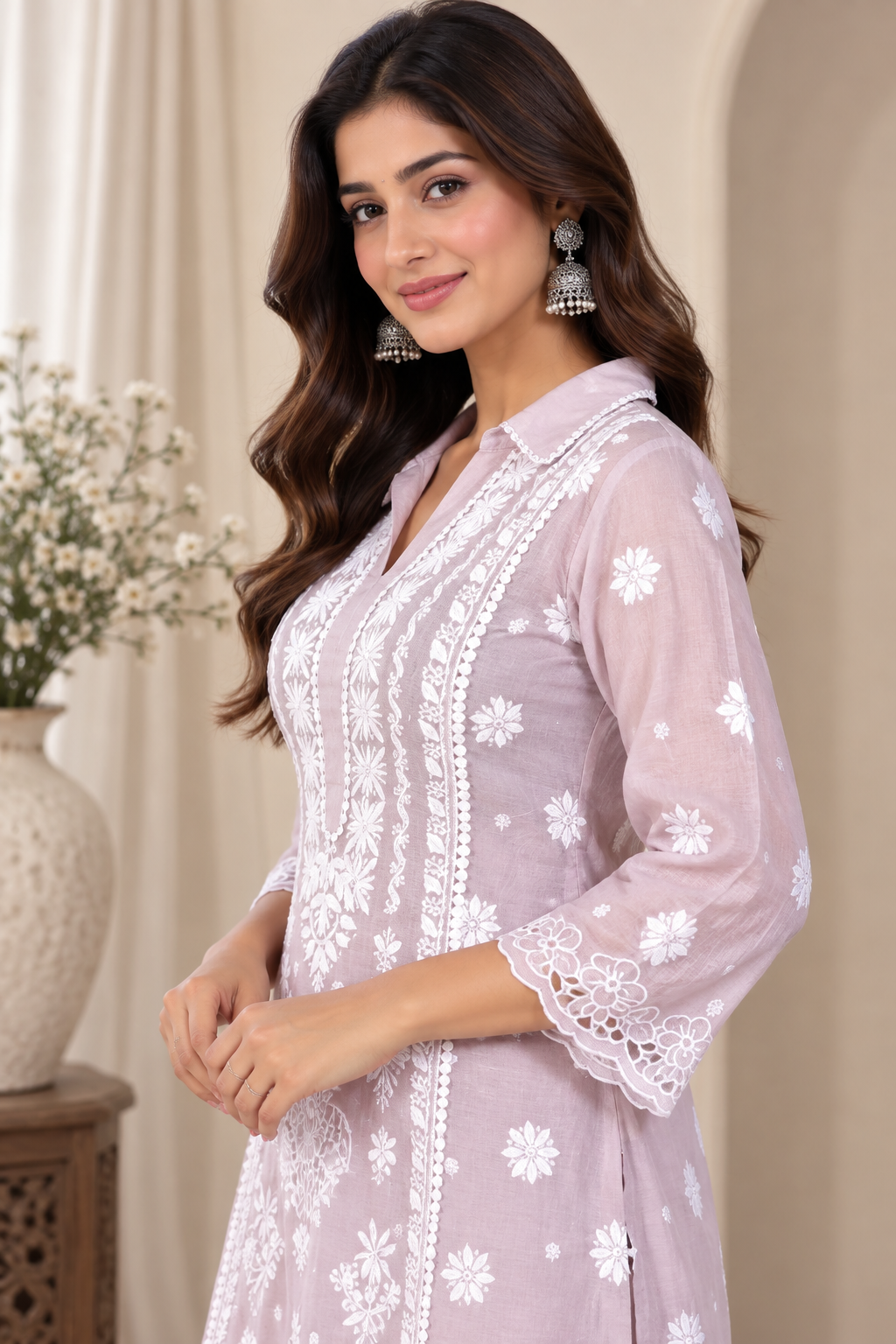 Muslin Chikankari Cutwork Co-ord Set