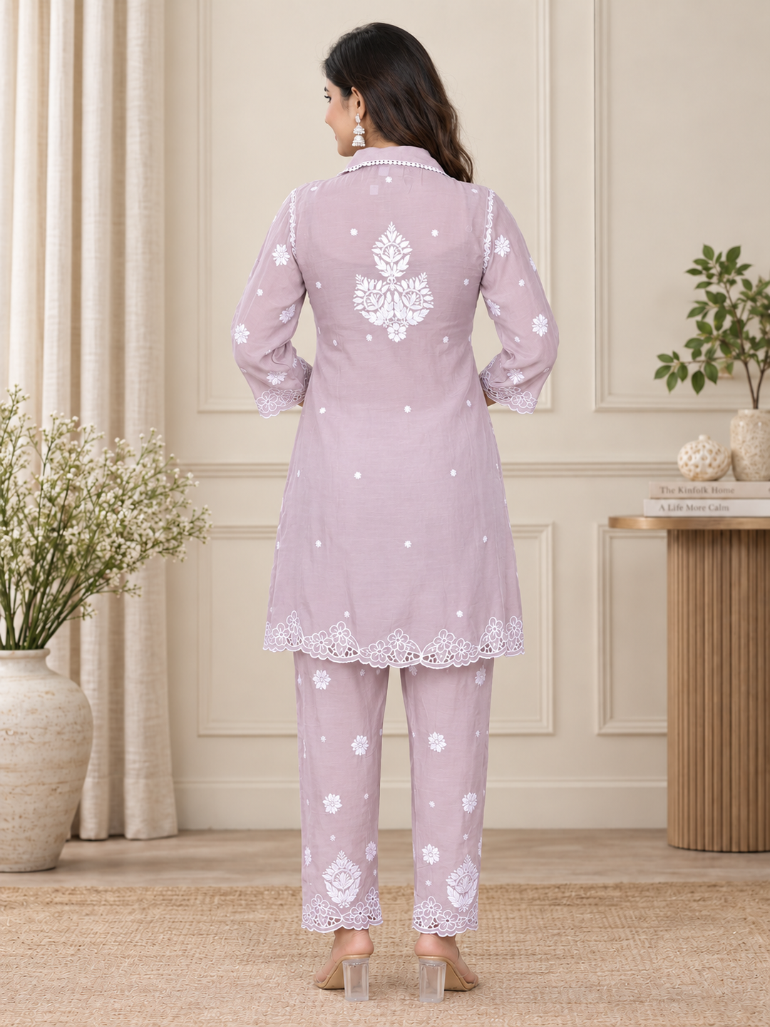 Muslin Chikankari Cutwork Co-ord Set