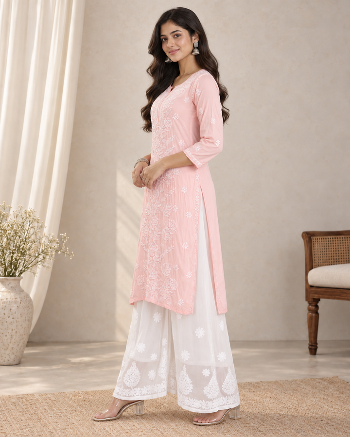 Shernaz Muslin Chikankari Long Kurti