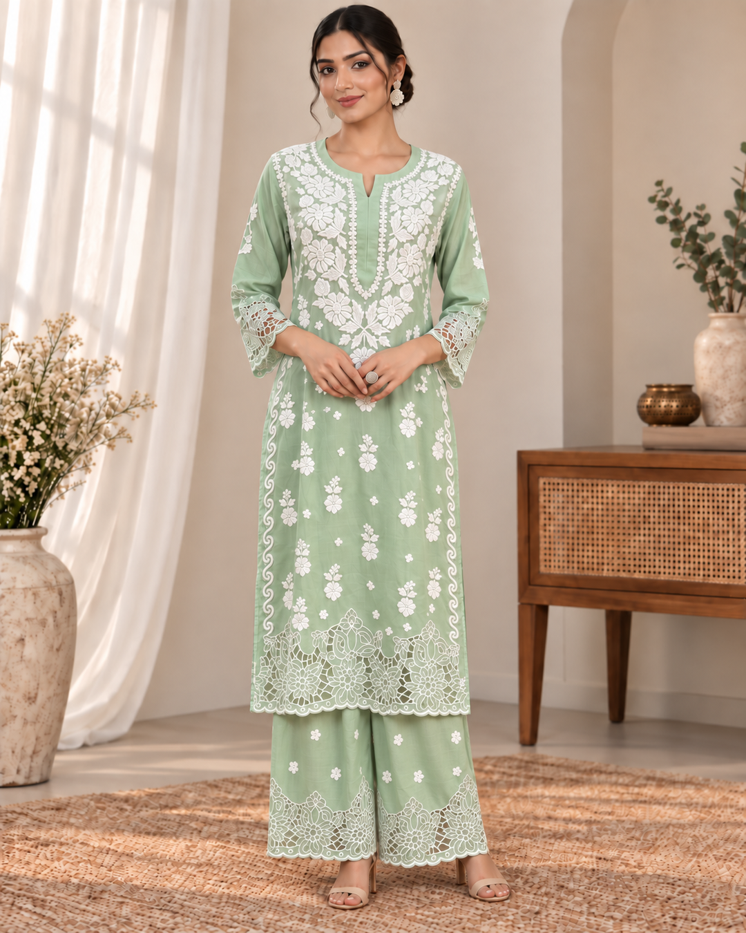 Rooh Muslin Chikankari Dress