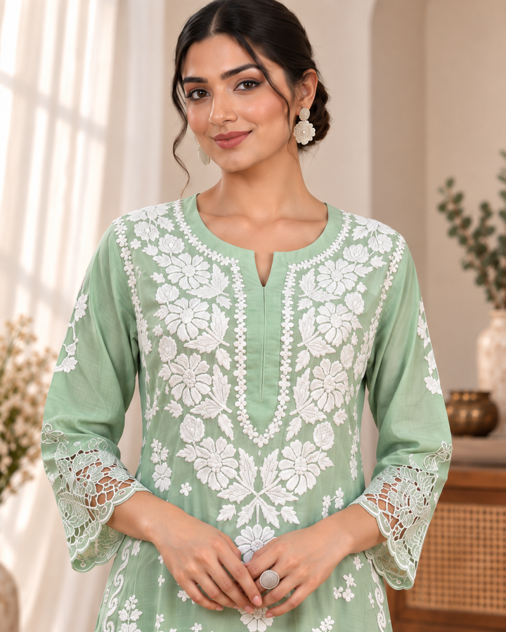 Rooh Muslin Chikankari Dress