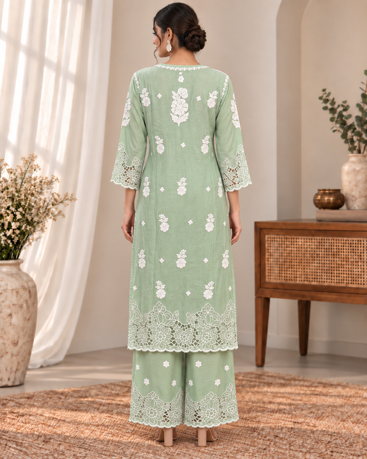 Rooh Muslin Chikankari Dress