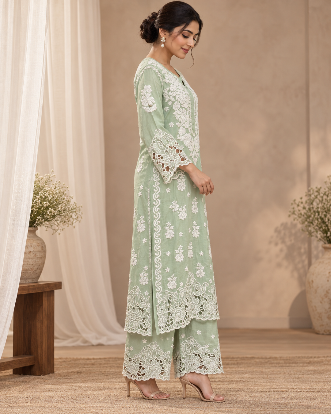 Rooh Muslin Chikankari Dress