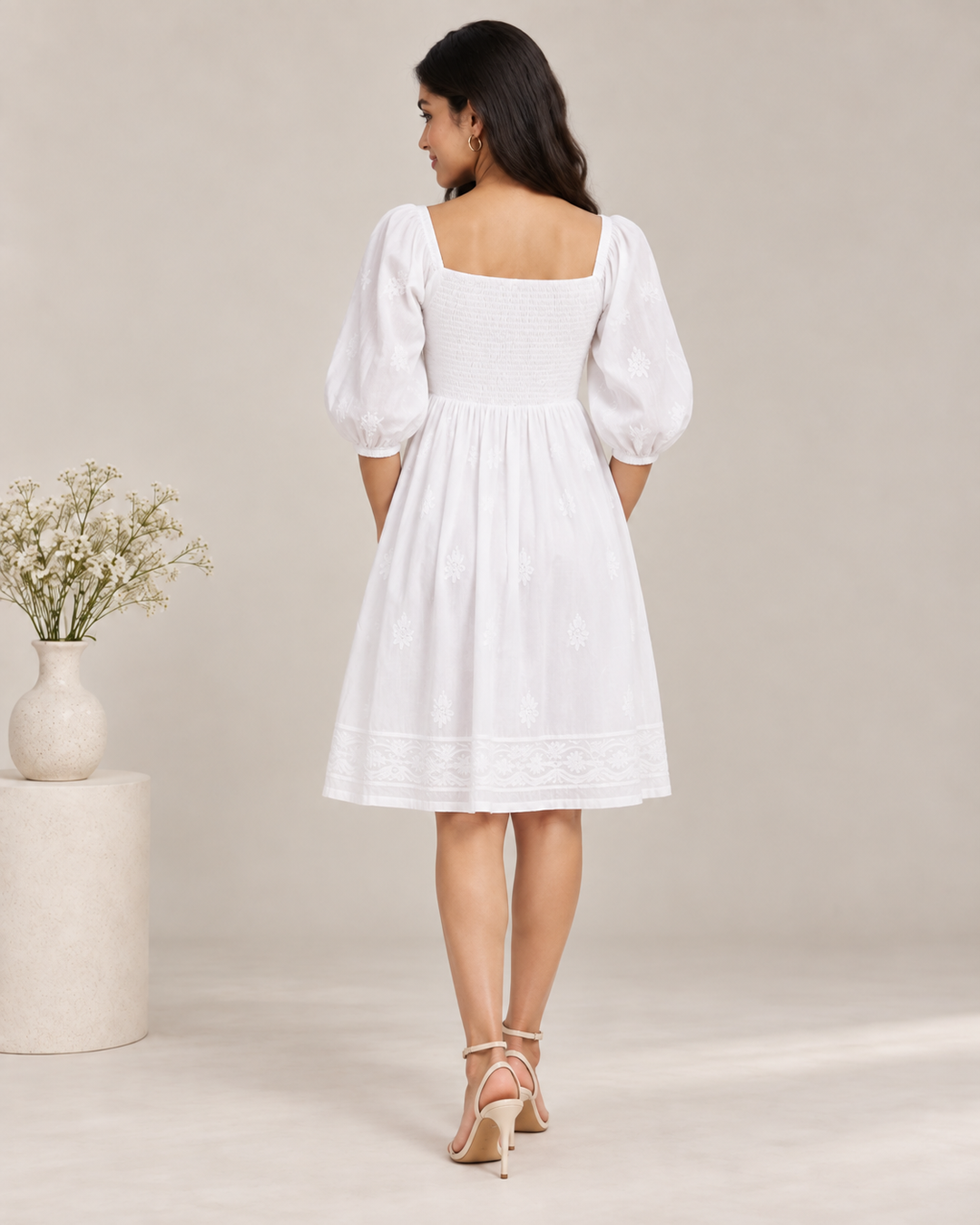 Blooming Beauty Chikankari Smocking Dress