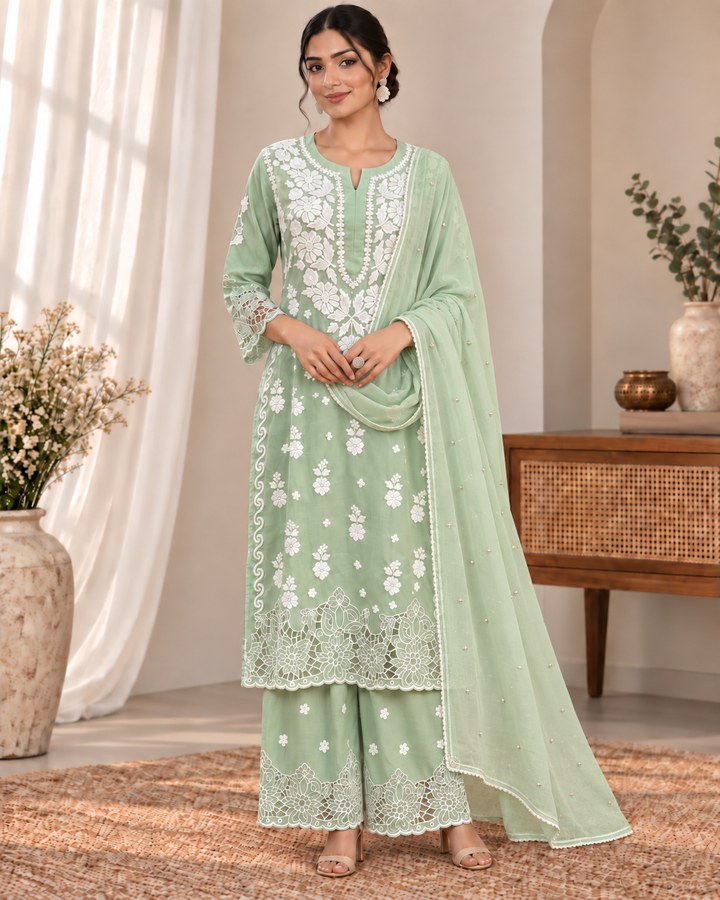 Rooh Muslin Chikankari Dress