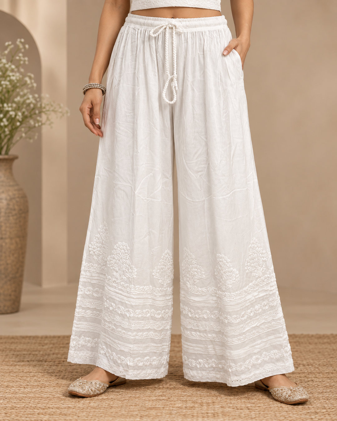Pintex Cotton Chikankari Palazo