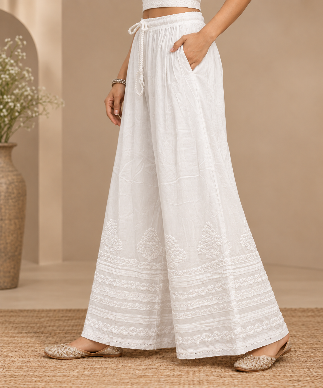 Pintex Cotton Chikankari Palazo
