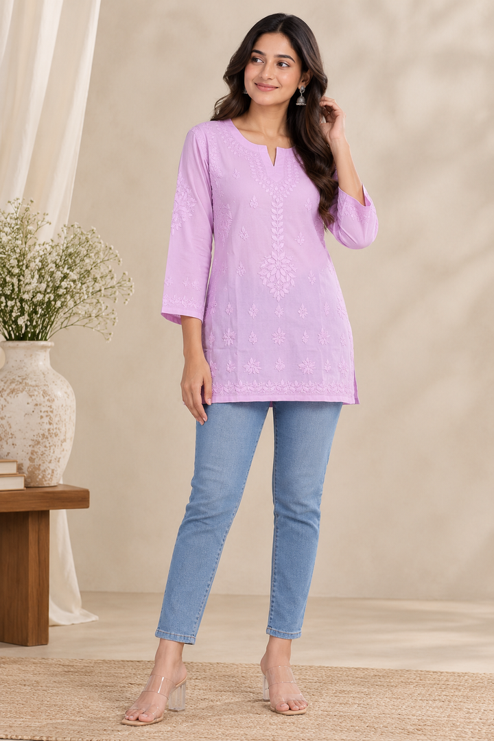 Haniya Cotton Chikankari Short Kurti