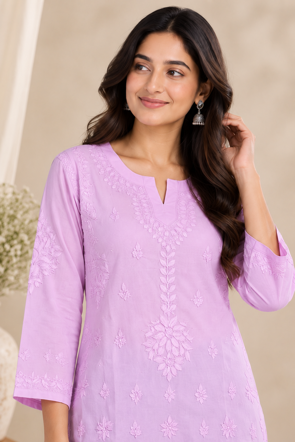 Haniya Cotton Chikankari Short Kurti