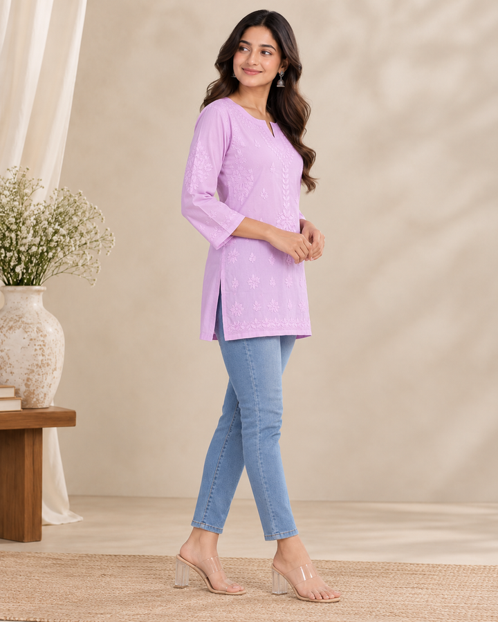 Haniya Cotton Chikankari Short Kurti