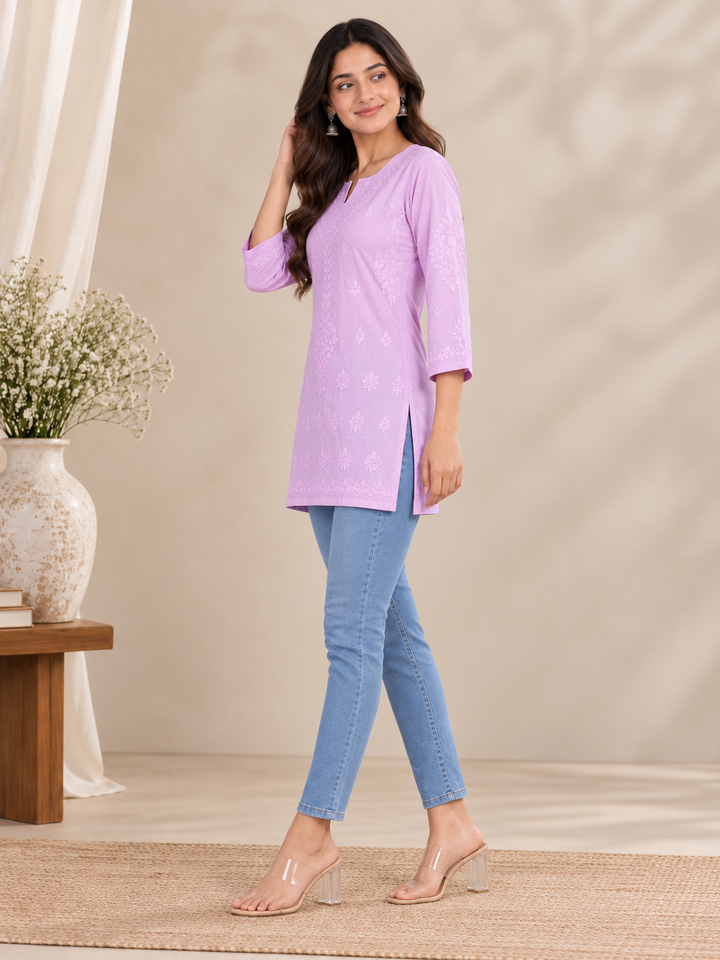 Haniya Cotton Chikankari Short Kurti