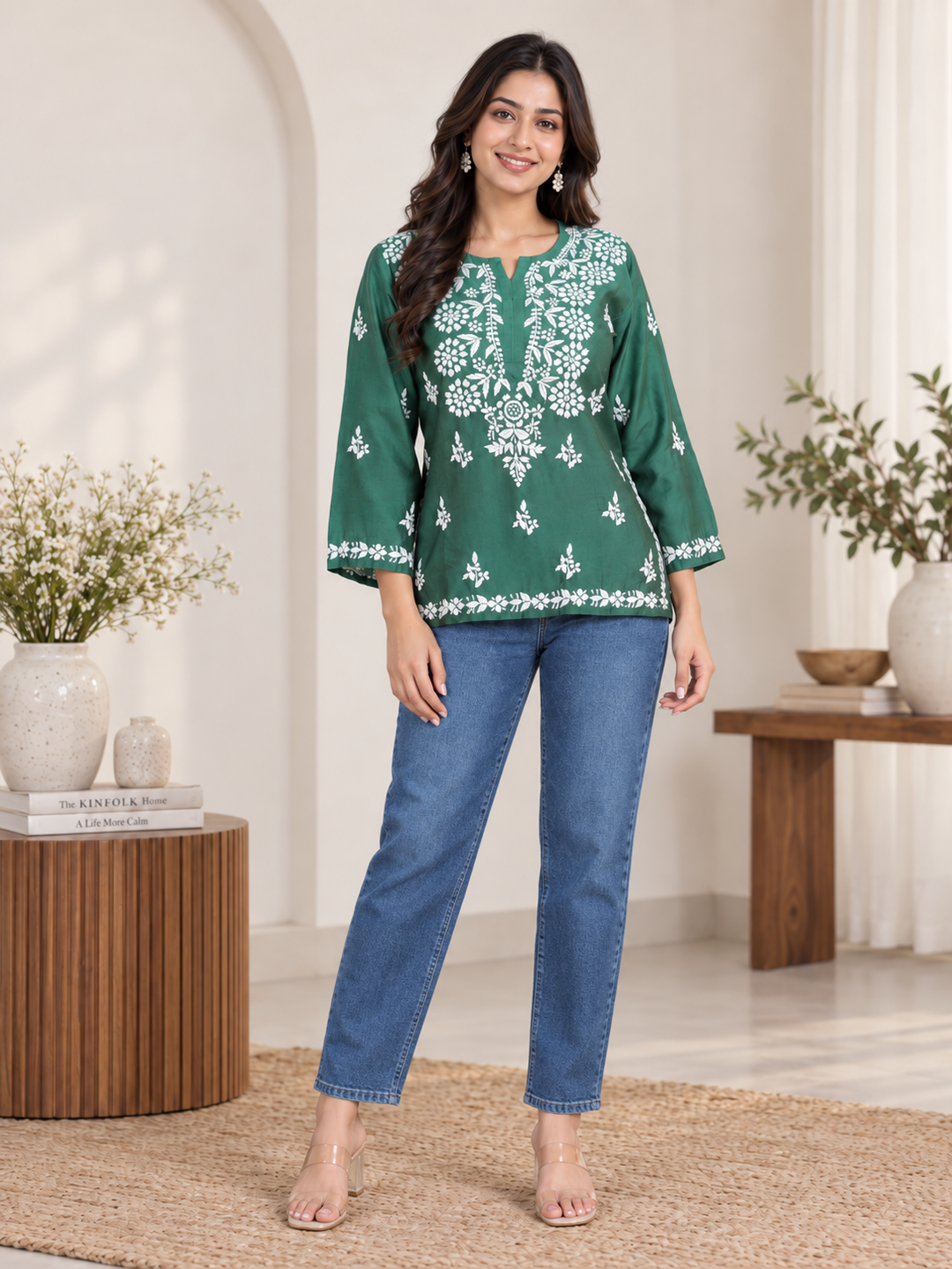 Cristina Chanderi Silk Ombre Short Top