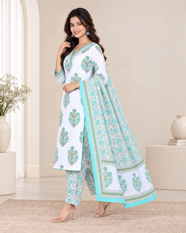 Aditi Cotton Printed Dupatta Set