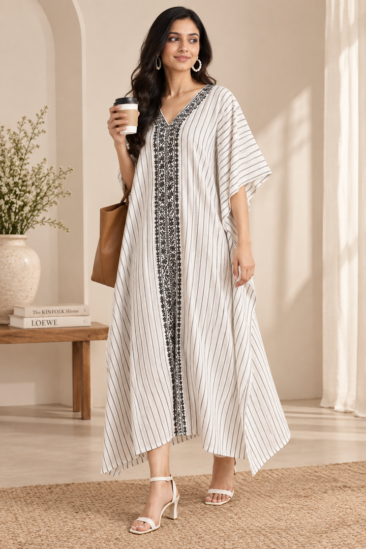 Cheryl Cotton Chikankari Kaftan