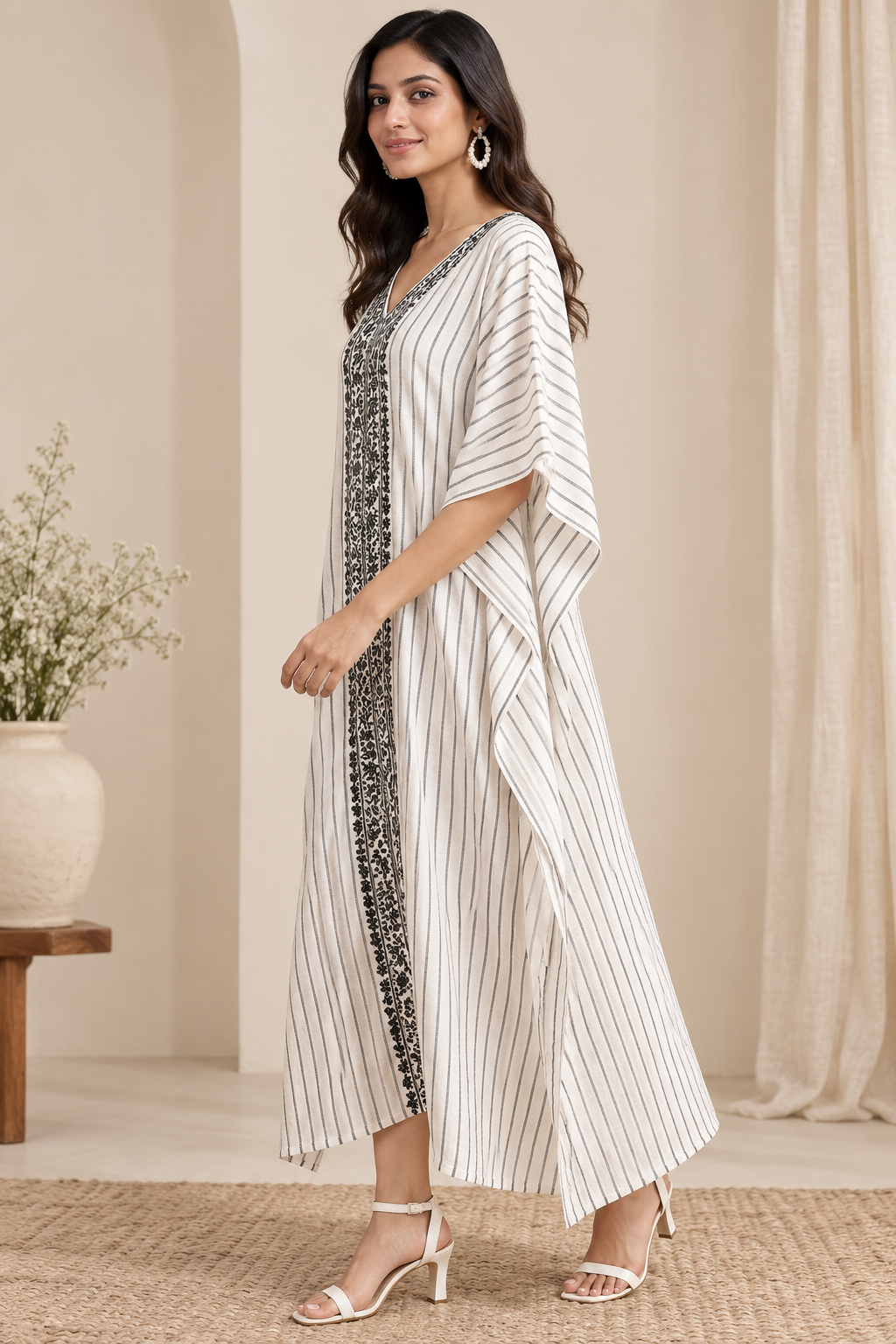 Cheryl Cotton Chikankari Kaftan