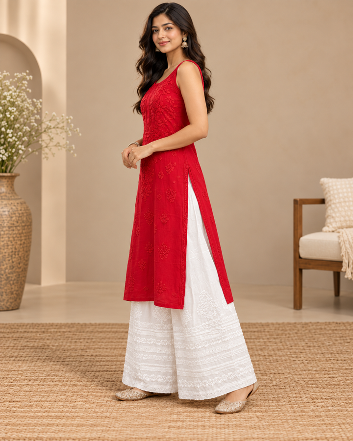 Naval Viscose Chikankari Long Kurti