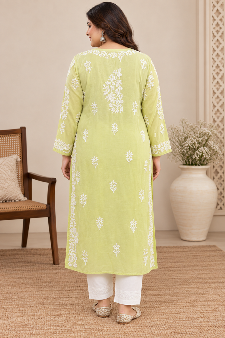 Plus Size Muslin Chikankari Kurtis