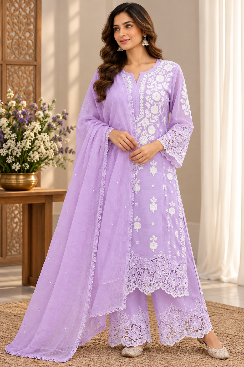 Rooh Muslin Chikankari Dress