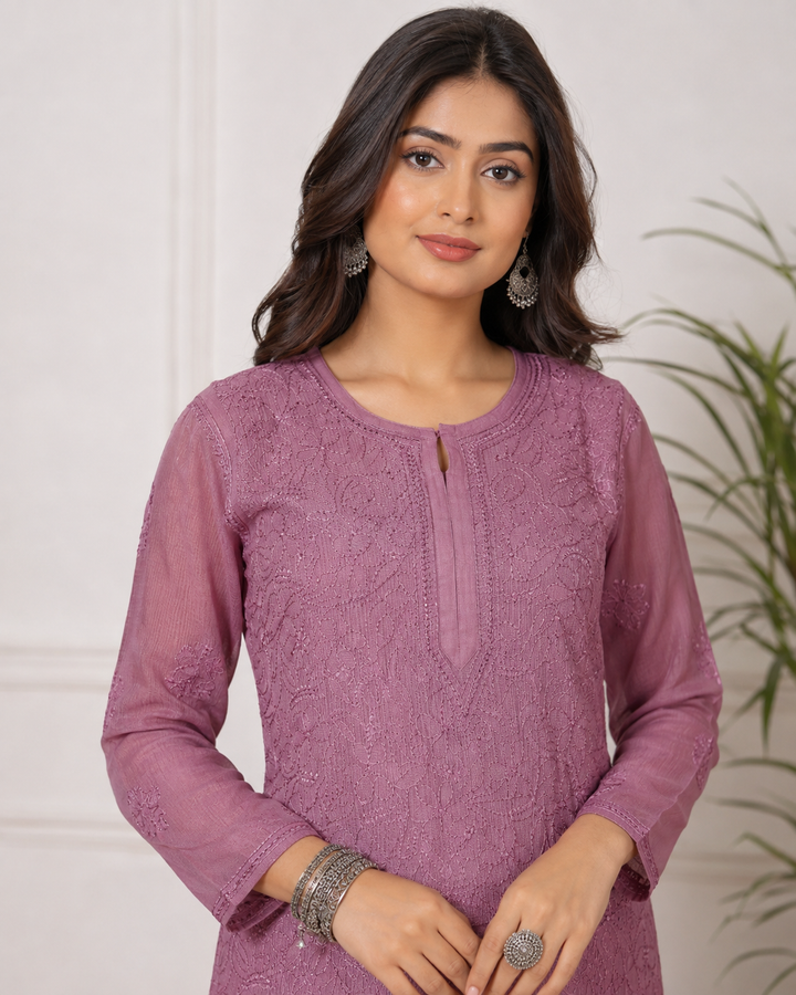 Anabiya Kota Doriya Chikankari Long Kurti