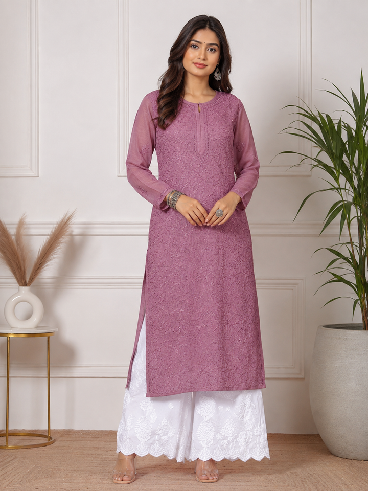 Anabiya Kota Doriya Chikankari Long Kurti