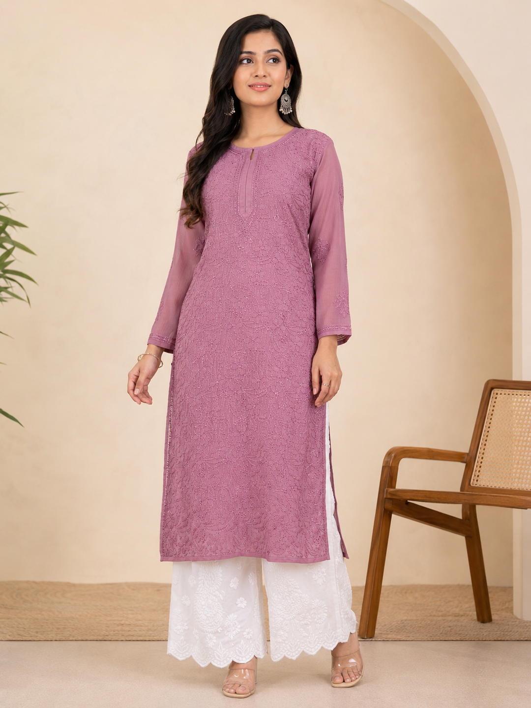 Anabiya Kota Doriya Chikankari Long Kurti
