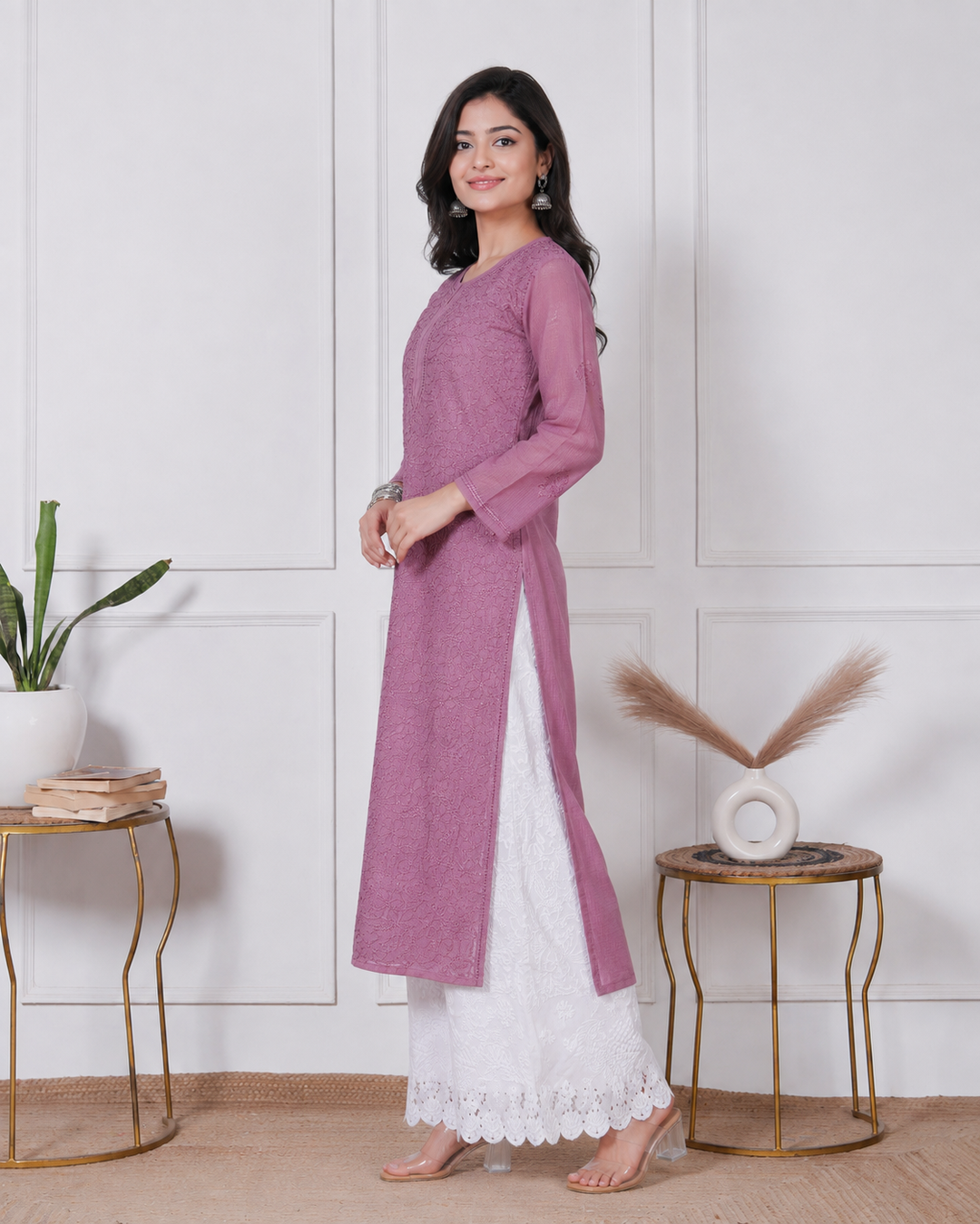 Anabiya Kota Doriya Chikankari Long Kurti