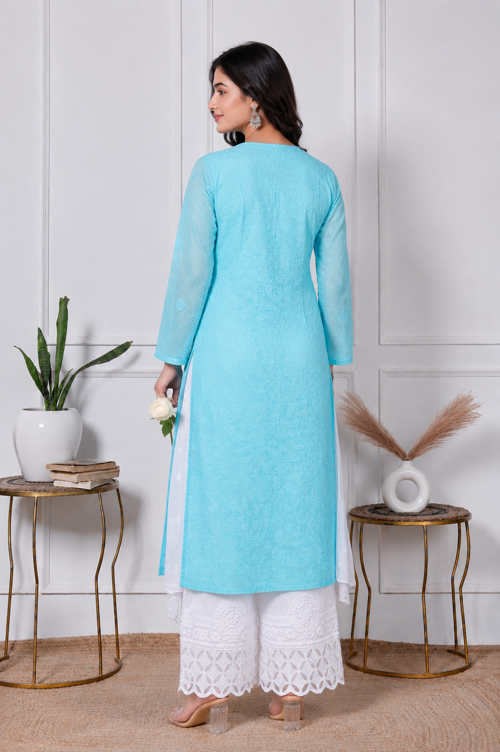 Anabiya Kota Doriya Chikankari Long Kurti
