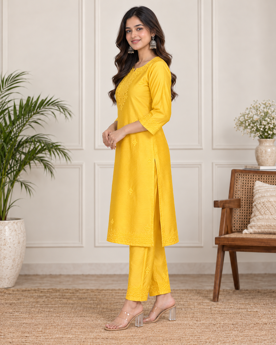 Shaina Chanderi Chikankari 3 Piece Set