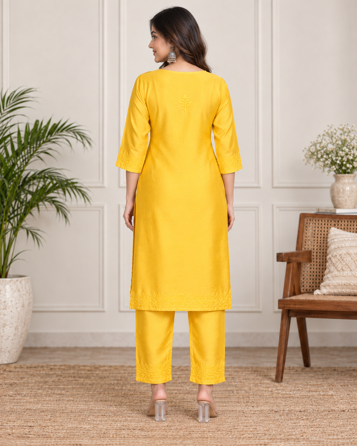 Shaina Chanderi Chikankari 3 Piece Set