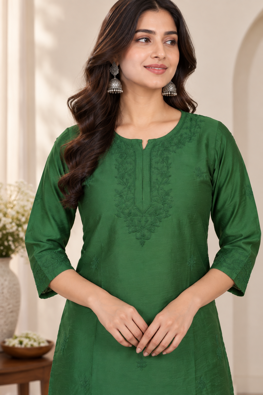 Shaina Chanderi Chikankari 3 Piece Set