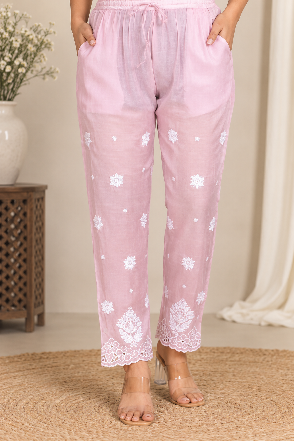 Muslin Chikankari Cutwork Co-ord Set