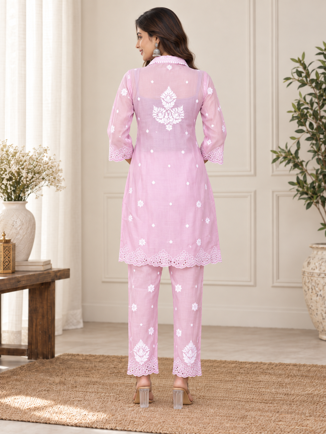 Muslin Chikankari Cutwork Co-ord Set